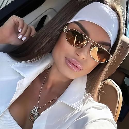 Retro Oval 90s Metal Sunglasses for Women, 2025 Trendy Chic Narrow Gold Sun Glasses Fashion Sunnies thumbnail 6