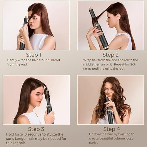 Blow Dryer Brush 5 in 1, Negative Ion Hair Dryer Brush Set Upgrade Hot Air Brush Air Styler Curling Wrap Air Curler, Curling Iron Hair Styling Tools As A Gift for Straight/Curl/Drying/Smoothing - Black Gold thumbnail 8