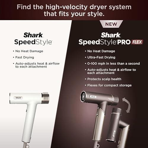 Shark SpeedStyle Pro Flex Professional Performance High-Velocity Hair Dryer System with Scalp Shield & IQ Speed Styling and Drying Suite, Lightweight, Ionic, No Heat Damage, Mocha Silver, HD542 thumbnail 12