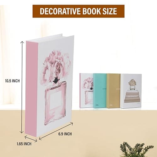 4 Pcs Decorative Books | Faux Blush Coffee Table & Shelf Decor | Empty Cardboard Boxes - No Pages Inside, They Do Not Open - Arrive Flat, You Fold Them in 2 Minutes, No Tools thumbnail 2