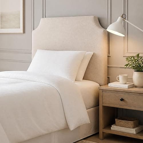 Fumete Upholstered Twin/Twin XL DIY Headboard 40" W x 36" H, College Bedding Headboard Wingback, Cream Beige Linen Cushion, No Assembly Required and Compression Packed - Image 1