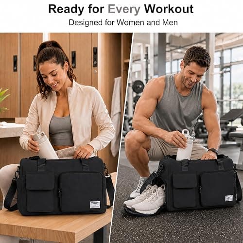 FIORETTO Women's Gym Duffle Bag with Shoes Compartment, 30L Capacity, Ideal for Travel, Gym, Sports, Duffel, Weekender thumbnail 2