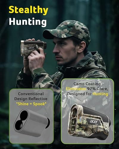 Acer Hunting Range Finder with Slope - 800/1200 Yards Range Finder for Hunting, 6X Magnification, Waterproof Archery Rangefinder for Deer, Rechargeable Battery with Magnet Stripe thumbnail 2