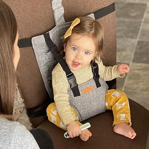 Compact Travel High Chair | Portable High Chair for Baby | Baby Travel Essential Harness Seat | Must Haves for Vacations, Restaurants, Family Visits with Babies | Portable Highchair Seat with Straps thumbnail 2