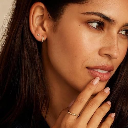 82 Pairs Gold Earrings for Women Trendy, Pearl Bow Small Hoop Stud Earrings Pack, Earring Set Multiple Piercing for Birthday Party Gift thumbnail 8