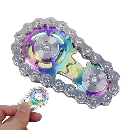 Bike Chain Fidget Toy, Fidget Chain, Chain Fidget Toy, Chain Fidget Spinner, Bike Chain Gears Toy, For Anxiety Relief, Metal Fingertip Spinning Sensory Toy for Adult Kid (Colorful) - Image 1