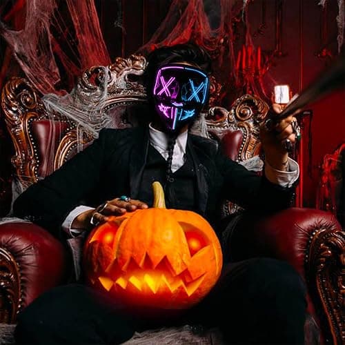 DWTECH LED Halloween Purge Light Up Mask - EL Wire Scary Mask for Masquerade Cosplay, Kids Men Women Festival Party thumbnail 5