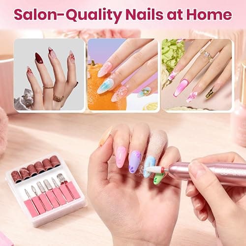 Beetles Electric Nail Drill Kit, 7 Drill Bits 0-12000 RPM Portable Electric Nail File Machine for Gel Polish Removal, Acrylic Dip Nails, Cuticle Care, Prep, DIY Manicure Pedicure Tools at Home thumbnail 5