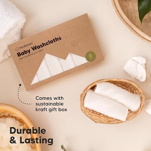 6-Pack Organic Baby Washcloths - Soft Viscose from Bamboo Washcloth, Baby Wash Cloths, Baby Wash Cloth for Newborn, Kids, Bath Baby Towels, Face Towel, Face Cloths for Washing Face (White) - White thumbnail 7