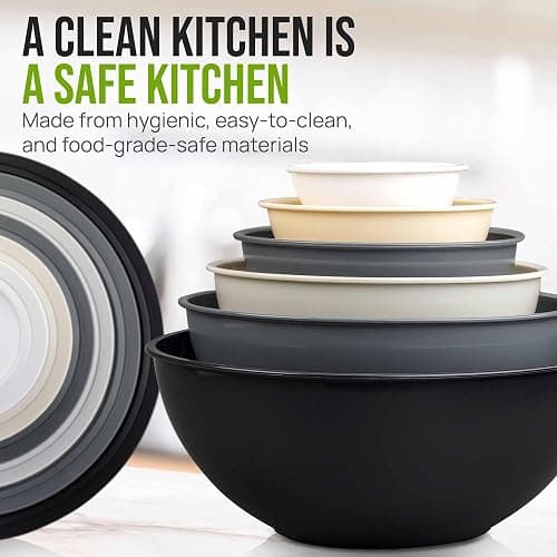 Zulay Kitchen 12 Piece Plastic Mixing Bowls with Leak-Proof Lids Set - Microwave and Freezer Safe Kitchen Mixing Bowls for Preparing, Serving and Storing - Large Nesting Bowls (Midnight Ombre) thumbnail 6