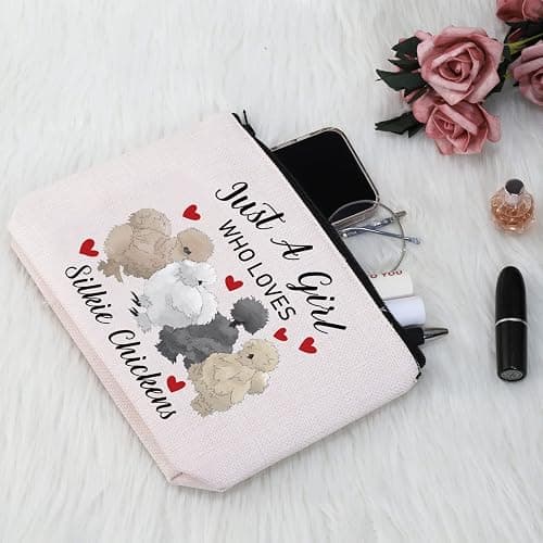 G2TUP Silkie Chicken Lover Gift Who Loves Silkie Chickens Makeup Bag Silkie Chicken Owner Cosmetic Bag Crazy Chicken Lady Zipper Travel Bag (Who Loves Silkie Chickens White Bag) thumbnail 2