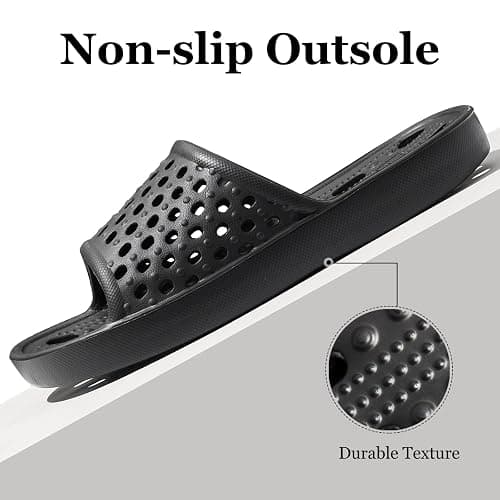 Mens Shower Shoes With Holes Dry Quickly Bath Slippers Womens Non Slip Indoor Home Bedroom Pool Spa Guest College Dorm thumbnail 5