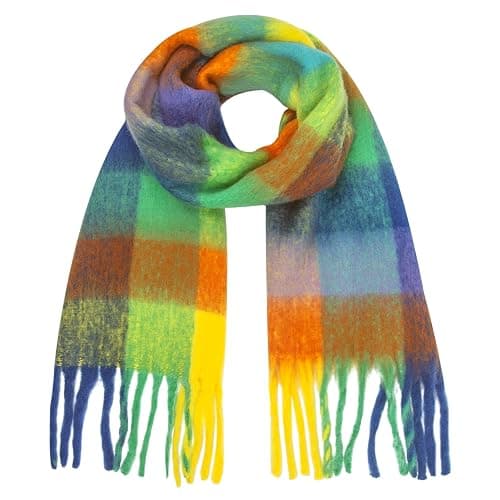 BLATIAL Womens Scarf Winter Big Colorful Checked Thick Warm Soft Scarves Casual Tassel Blanket Scarf thumbnail 2