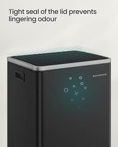 SONGMICS Kitchen Bin 50 L, with 15 Bin Bags, Stainless Steel, Removable Plastic Inner Bucket, with Lid, Handles, Soft Close, Ink Black LTB595B01 thumbnail 7