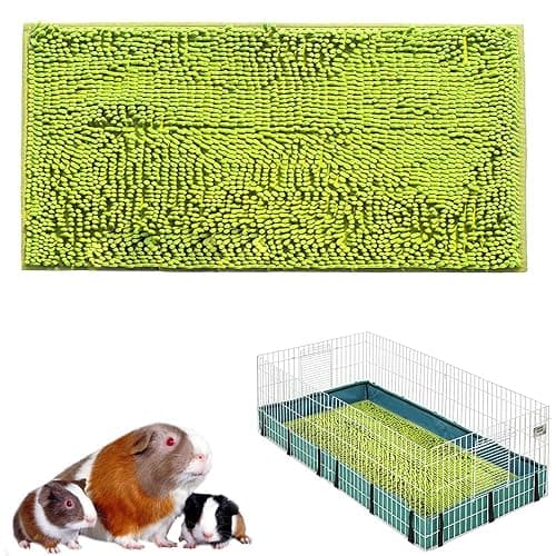 Oncpcare 47 × 24 in Small Animal Cage Liner – Soft Chenille Bedding Mat with Anti-Slip Backing, Reusable Absorbent Cage Pad for Guinea Pigs, Rabbits, Hamsters & Chinchillas (Green) - Image 1