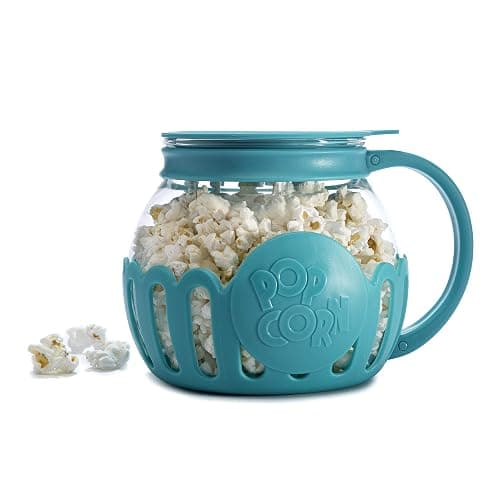 Ecolution Patented Micro-Pop Microwave Popcorn Popper with Temperature Safe Glass, 3-in-1 Lid Measures Kernels and Melts Butter, Made Without BPA, Dishwasher Safe, 1.5-Quart, Teal thumbnail 9