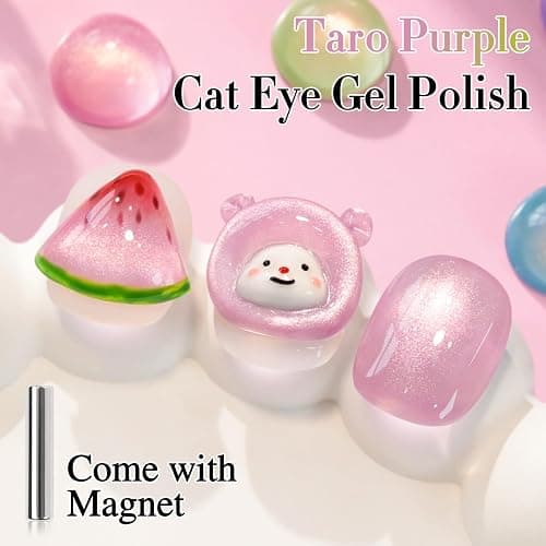 Double Rhythm 0.5 OZ Cat Eye Gel Polish with Magnet 15ML Holographic Glitter Shimmer Translucent Jelly Color Magnetic Nail Polish Salon DIY at Home (Light Purple-MC1209) thumbnail 2