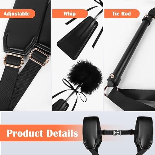 Sex Bondage BDSM Kit Couples Sex Toys, TAJIAWEY Adjustable Lover's Doggy Style Strap Sex Harness Restraint Device, BDSM Restraints Set for SM Game Play Sex Things for Couples Kinky thumbnail 4