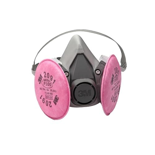 3M Half Facepiece Reusable Respirator Assembly Kit 6191, Size Small, P100, Lightweight, Comfortable, Easy to Adjust, Includes 2091 Particulate Filter, Welding, Soldering, Asbestos - Image 1