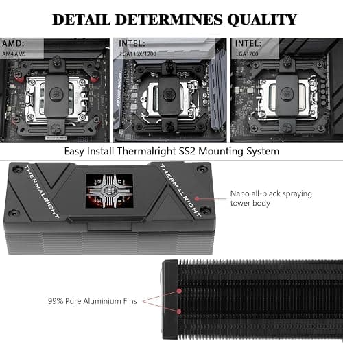 Thermalright Assassin Spirit 120 Vision ARGB Black CPU Air Cooler, PC Cooling with 1500RPM Speed,240*240 Resolving Power IPS LCD Screen with 1.54in,Computer Cooler for Intel lga1851/1700/115X,AM4/AM5 thumbnail 6