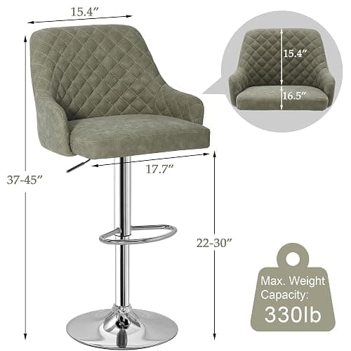 VECELO Bar Stools Set of 4, Adjustable Bar Stools with Back, Bar Height Stools for Kitchen Counter thumbnail 3