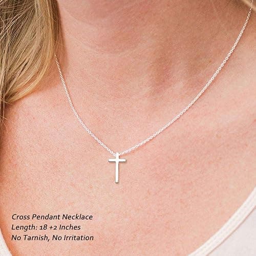 M MOOHAM Cross Necklace for Women Teen Girls, Dainty 14K Real Gold Plated Cross Pendant Necklace Sideways Cross Choker Layered Cross Necklace Gifts for Women Girls thumbnail 4
