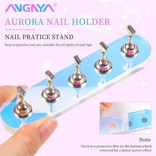 ANGNYA Nail Stand for Press on, 2 Set Aurora Nail Holder for Painting Nails Press on Nail Stands with 96 Pcs Reusable Sticky Putty for Nail Art Display Home & Salon Use thumbnail 8