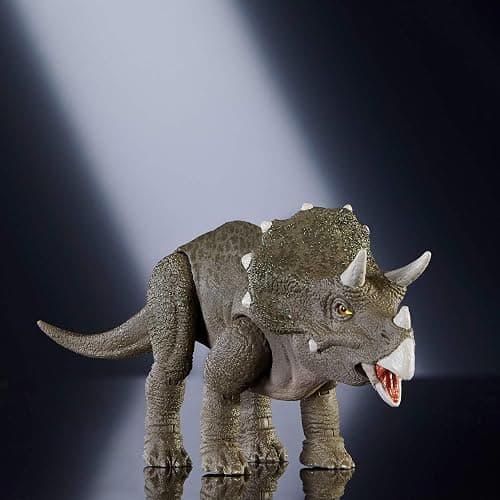 Jurassic World Collection Hammond Tricératops Figurine articulée de jeune dinosaure, conception haut de gamme fidèle au film, yeux en verre et 14 points d’articulation, JDJ07 thumbnail 2