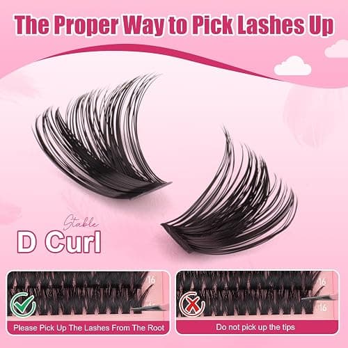 Glowing Win Wimpern Extensions 544 Stück Cluster Lashes 60D 100D 120D 150D Einzelne Wimpern Cluster 10-16mm volumen Wimpernverlängerung für DIY zu Hause thumbnail 4