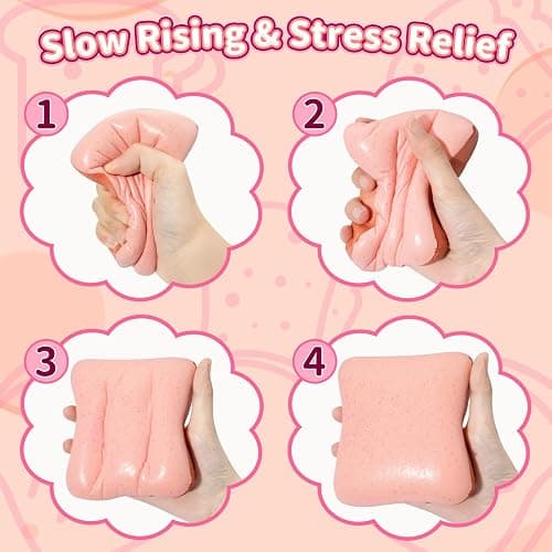 Bread Squishy Toy, Slow Rising Squishy Toys, Cute Food Fidget Toy, Sensory Squeeze Toy for Kids and Adults, Fun Desk Toy & Party Favor Gift (Pink) thumbnail 6