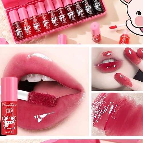 10 Colors Lip Tint Stain Set, Korean Lip Gloss Set, Watery Mini Liquid Lipstick Long lasting, Transfer-Proof, Multi-Use Lip and Cheek Tint, Lipgloss Set for Teenage Girls and Women thumbnail 6