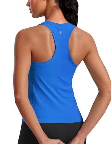 CRZ YOGA Seamless Crewneck Tank Tops for Women - Workout Athletic Running Gym Sleeveless Shirts Racerback Breathable Tee - Image 1