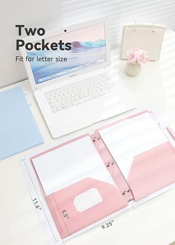 SortRax Plastic Folders with Pockets, 3 Hole Punched for 3 Ring Binder, 1/3 Cut Index Tabs for Quick Find, Pastel 6 Pack, Letter Size for School, Colorful Labels thumbnail 2
