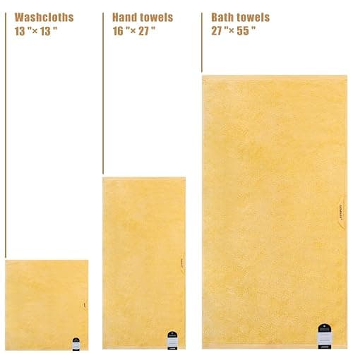 SEMAXE Yellow Bath Towel Set, 100% Cotton Absorbent Bathroom Towels with Hanging Loops, 8 Piece Towel Set Include 2 Bath Towels, 2 Hand Towels, 4 Washcloths thumbnail 8