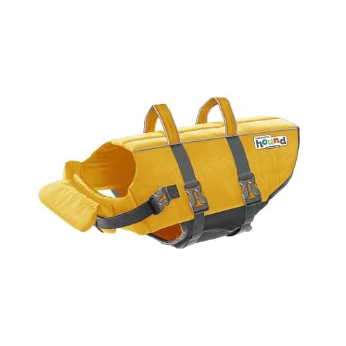 Outward Hound Granby Splash Dog Life Jacket, Life Vest, Yellow, Large | Max Buoyancy, Adjustable Fit, Head/Neck Support, Rescue Handle, Reflective, Swimming & Boating, Large Dogs (28–32" Girth) - Image 1