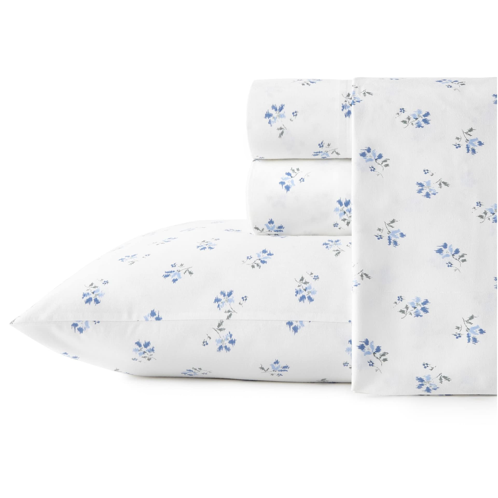 Stone Cottage - Full Sheets, Cotton Percale Bedding Set, Crisp & Cool Home Decor (Blue Sketchy Ditsy, Full) - Full - Blue Sketchy Ditsy - Image 1