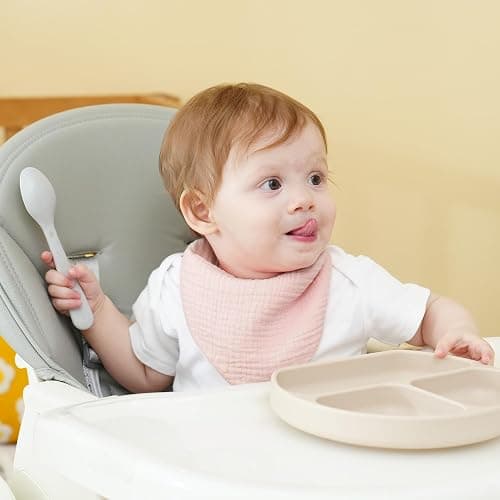Kewlife gift 6 Stück Lätzchen Baby Musselin Dreieckstuch Baby Halstuch Lätzchen Verstellbare für Junge und Mädche - Sanft-Rosa thumbnail 5