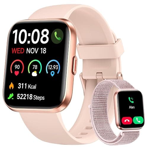Woneligo Smart Watch for Women, Answer/Make Calls, Alexa Built-in, 1.85" Touch Screen Fitness Tracker for Android & iPhone, Heart Rate/Sleep/SpO2 Monitor Smartwatch, Waterproof (Rose Gold) - Image 1