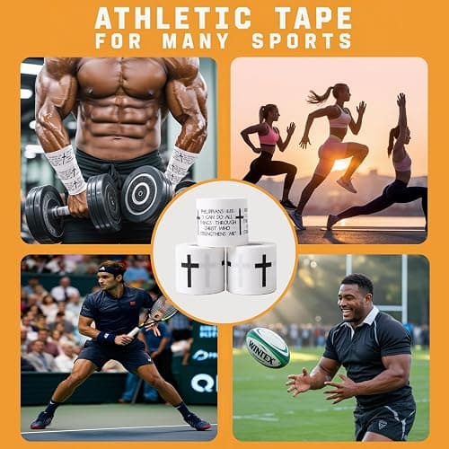 Ao Yee ZGL 2pcs Cross Christian Sports Tape with Jesus Bible Verse, 2" X 23ft Cotton Wristbands for Basketball, Football, Soccer, Gymnasts, etc. for Protection or Injury Use thumbnail 6