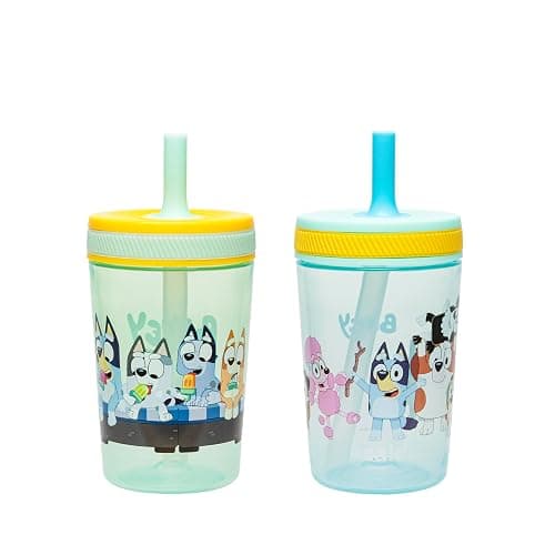 Zak Designs Bluey Kelso Toddler Cups For Travel or At Home, 15oz 2-Pack Durable Plastic Sippy Cups With Leak-Proof Design is Perfect For Kids (Bluey & Friends) - Image 1