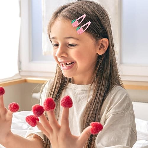 Ymapinc 4Pcs Strawberry Hair Clips for Women Girls – Pink Cute Hair Accessories, Kawaii Plastic Snap Barrettes for Teens, Kids, Party Gifts thumbnail 6