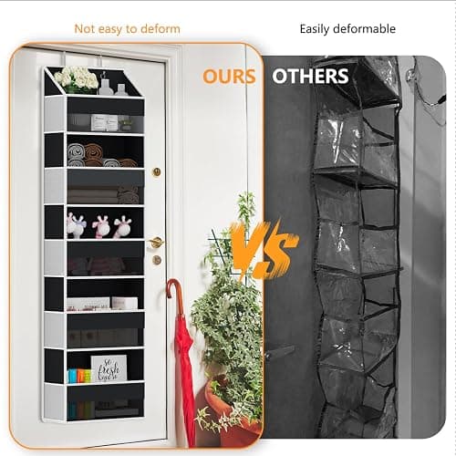 Over Door Organizer - Over The Door Storage Organizer with 5 Large Pockets & 10 Mesh Side Compartments - Heavy-Duty Hanging Storage for Bathroom, Bedroom & Nursery - Room Organizer Solution - Black thumbnail 6