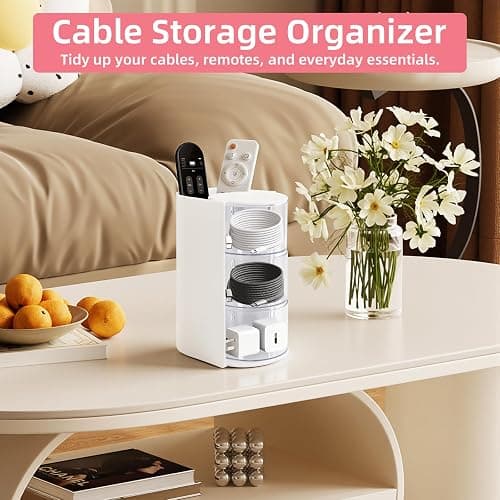 neotidy Hair Accessories Organizer with Hair Brush Holder, Rotating Hair Tie Product Organizer for Girls, 3-Tier Makeup Brush Holder for Clips, Bows & Brushes (White, 3-Tier) thumbnail 5