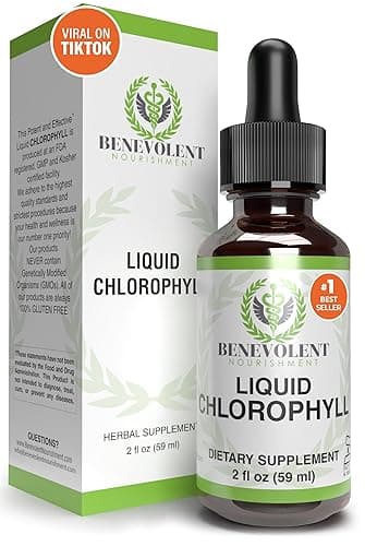 Benevolent Chlorophyll Liquid Drops with Copper for Max Absorption - Detox & Immune Support, Internal Deodorizer & Skin Health Supplement – 5900mg, Vegan, Natural Mint, 4 Month Supply - Liquid Chlorophyll