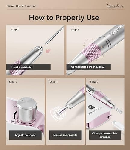 MelodySusie Portable Nail Drill 30000 RPM, SC320F Professional Rechargeable Electric Cordless Nail File for Acrylic Nails Gel Polishing Removing, Efile Nail Kit for Manicure Salon Home, Rose thumbnail 4