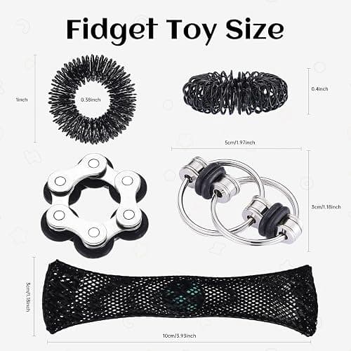 8Pcs Sensory Fidget Toys with Fidget Spinner Anxiety Toy Acupressure Rings Bike Chain Marble Mesh and Flippy Chain Desk Fidgets Quiet Toys for Autism,Easter Toys for Teens Adults Boys & Girls thumbnail 2