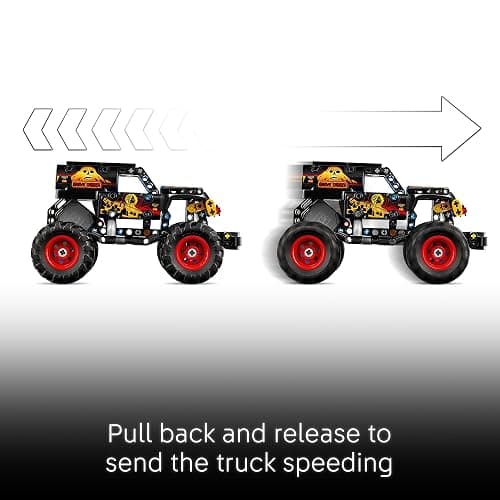 LEGO Technic Monster Jam Grave Digger Fire and Ice Building Toy for Boys & Girls - Monster Truck Toy W/Pull-Back Racing Action for Kids, Ages 7+ - Gift Idea for Birthdays - 42219 thumbnail 3