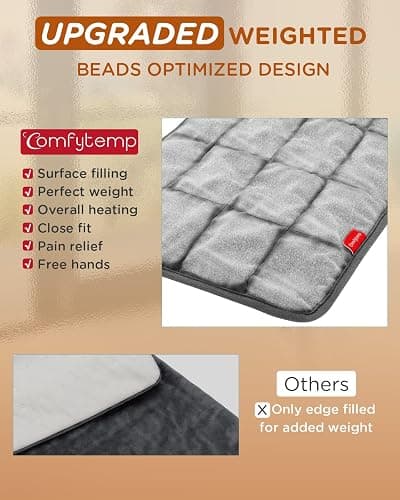 Comfytemp Weighted Heating Pad for Back & Cramps, 2.2lb Electric Neck Shoulder Heat Pad, Birthday Gifts for Women Men Mom Dad, 2H Auto-Off, 12x24, Washable, Gray thumbnail 6
