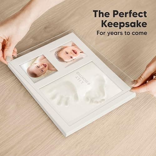 Baby Hand and Footprint Kit - Quick Dry Clay Baby Footprint Kit, Newborn Keepsake, Nursery Picture Frame for Boys, Girls, Personalized Gifts for Shower & Registry, New Mom Gift (Alpine White) thumbnail 7