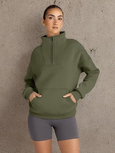 Trendy Queen Womens Sweatshirts Quarter Half Zip Pullover Oversized Hoodies Fall Fashion 2025 Winter Fleece Jackets Sweaters thumbnail 6